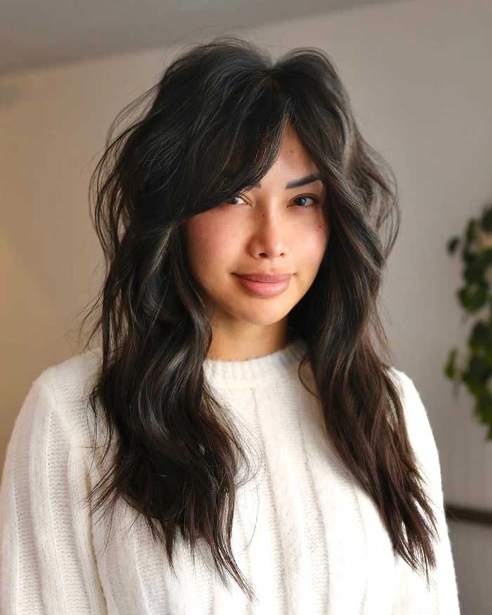 مدل شَگ با چتری بلند (Shag Haircut With Long Bangs)