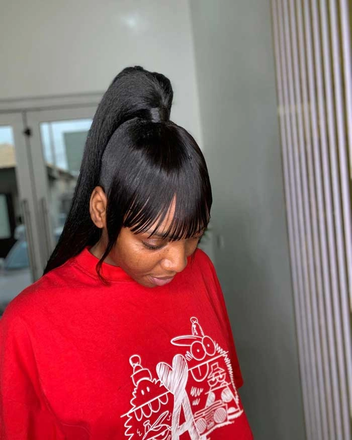 دم‌اسبی با چتری بلند (Ponytail With Long Bangs)