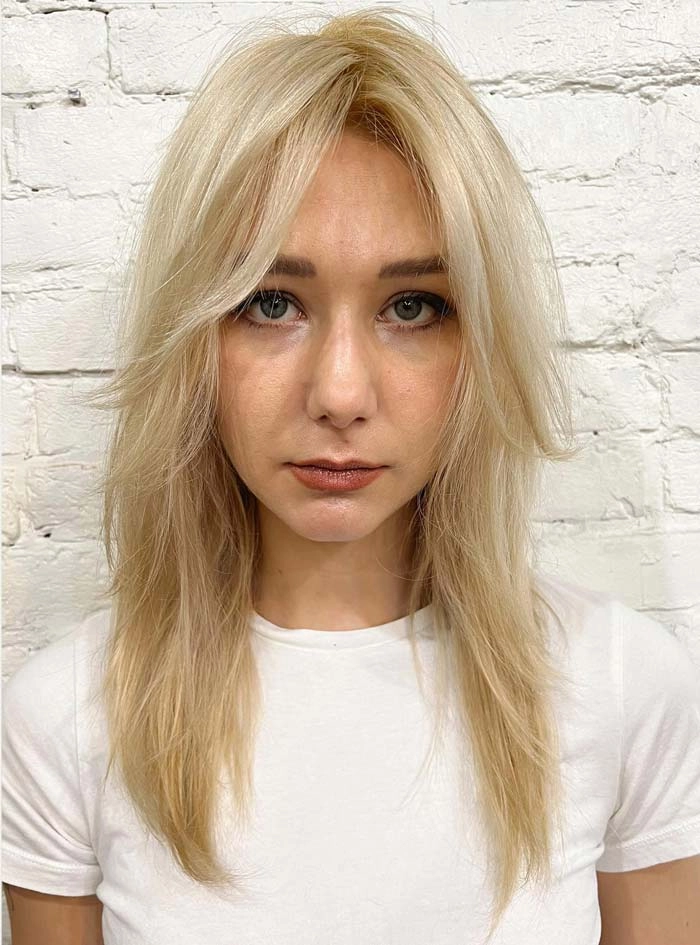 ولف کات بدون چتری (Wolf Cut Without Bangs)
