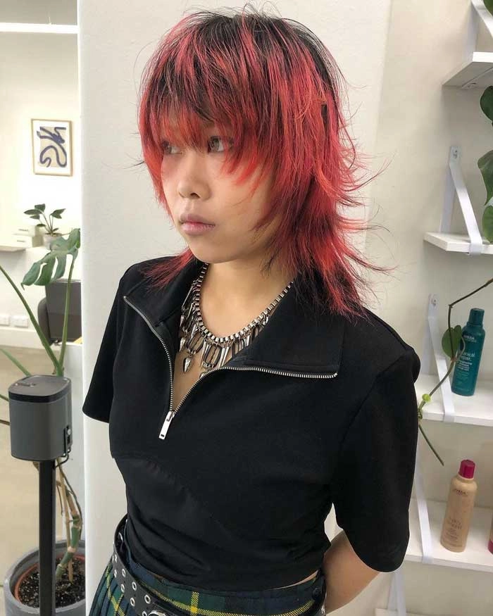 مدل گرگ با چتری (Korean Wolf Cut With Bangs)