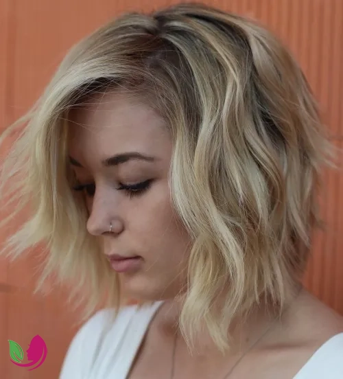 باب شگی موج‌دار گندمی (Wheat Blonde Wavy Shaggy Bob)