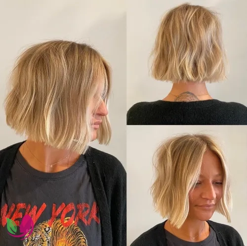 باب بلوند کاراملی با بافت موج‌دار (Caramel Blonde Textured Bob)