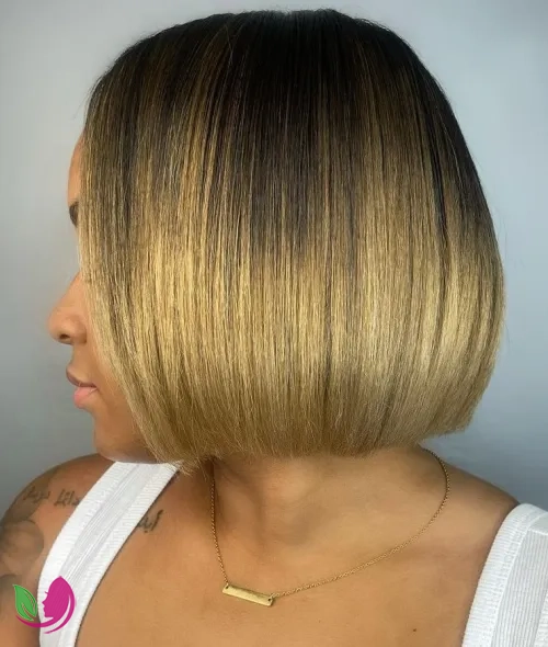 باب صاف با بالیاژ بلوند طلایی (Sleek Bob with Golden Blonde Balayage)