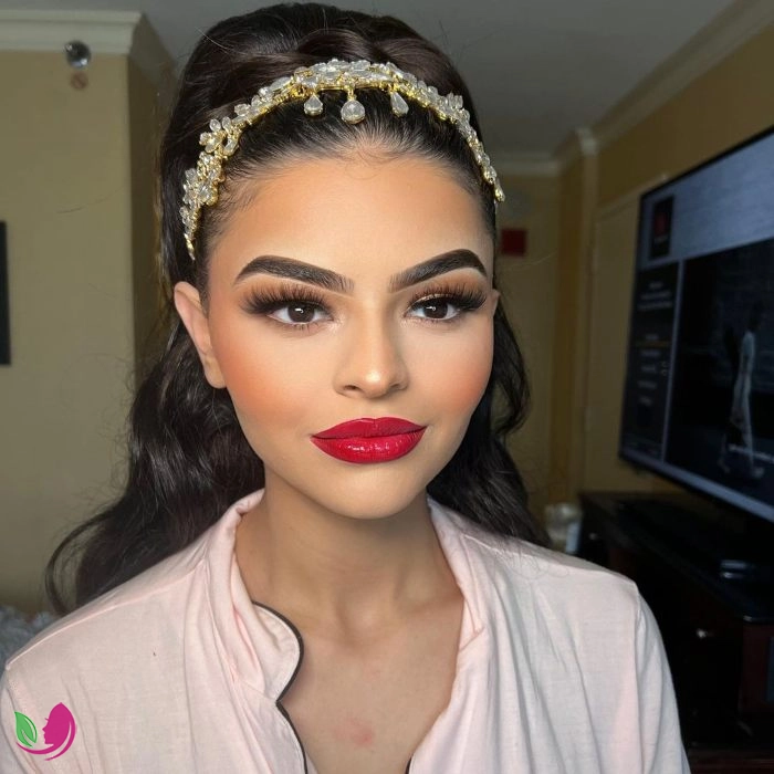 آرایش عروس با رژ قرمز – Red Lipstick Wedding Makeup